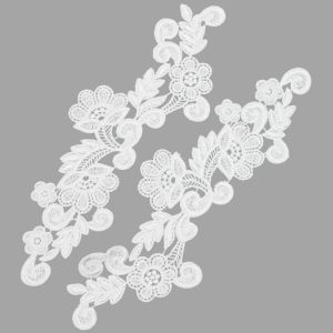 www.houseofadorn.com - Motif Lace Guipure Mayapple Floral Vine Applique 28cm Style 7455 (Price Per Pair) - White