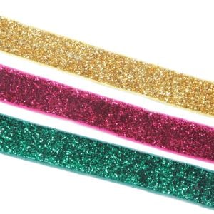 www.houseofadorn.com - Ribbon - Velvet Elasticated Stretch Ribbon With Glitter - 16mm (Price per 1m)