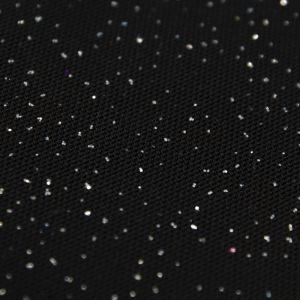 www.houseofadorn.com - Mesh Polyester 4 Way Stretch Fabric W150cm - Extra Fine Net with Cosmic Glitter (Price per 1m) - Black with Silver