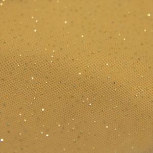 www.houseofadorn.com - Mesh Polyester 4 Way Stretch Fabric W150cm - Extra Fine Net with Cosmic Glitter (Price per 1m) - Nude with Gold