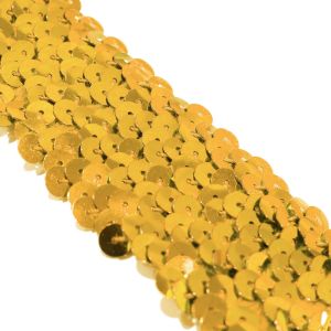 www.houseofadorn.com - Sequin Trim - Four (4) Row Elasticated Stretch Braid (Price per 1m) - Metallic - Champagne Gold