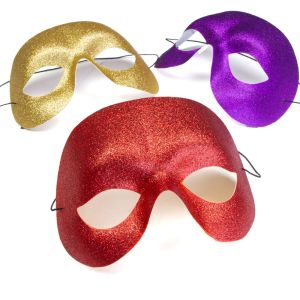www.houseofadorn.com - Plastic Mask Half Face - Curved w Glitter Finish (Price per 1)