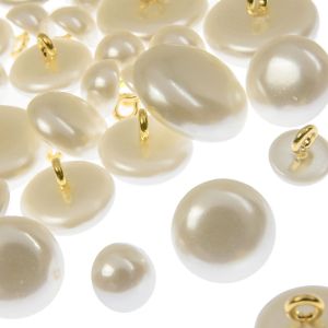 www.houseofadorn.com - Pearl Buttons - Premium Japanese Imitation Pearl with Metal Shank Back - Dome Style (Pack of 12)