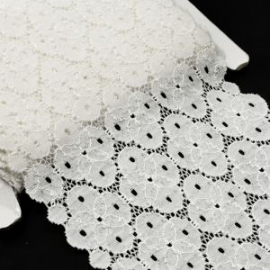 www.houseofadorn.com - Stretch Lace Trim - Spotted Circles 14.5cm Style 12917 (Price per 1m) - Off-White