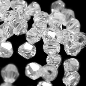 www.houseofadorn.com - Glass Crystal Beads - Bicone Faceted 3mm Clear (Pack of 48)