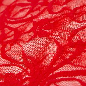 www.houseofadorn.com - Mesh Polyester Stretch Fabric W150cm - Stretch Lace Floral Swirl (Price per 1m) - Red