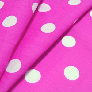 www.houseofadorn.com - Poplin Cotton Polyester Blend Fabric 112cm - Printed Patterns (Price per metre) - Fluro Pink with White Spots