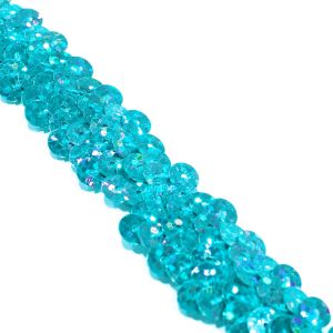 www.houseofadorn.com - Sequin Trim - Two (2) Row Elasticated Stretch Braid (Price per 1m) - Hologram - Aqua Blue