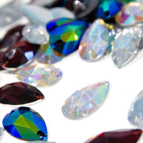 Crystal Glass Clear Rhinestones Gems Marquise Hot Fix Iron On Flat
