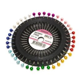 - Assorted Pack of 40 Craft Millinery Birch Sewing Pins Berry Rosette Pearl