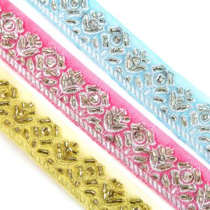 www.houseofadorn.com - Beaded Trim - Lurex Trim with Sequin & Beads - Embellished Beaded Florals 2cm Style 10232 (Price per 50cm)