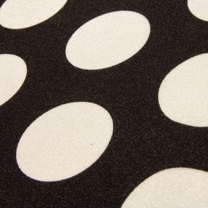 www.houseofadorn.com - Spandex Nylon Lycra 4 Way Stretch Fabric W150cm/190gm - Polka Dots - 38mm - Shiny Finish (Price per 1m) - Ivory on Black