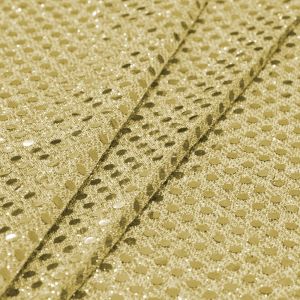 www.houseofadorn.com - Sequin Fabric - Disco Circle 6mm Sequins On Mesh Net w Lurex 112cm Style 8645 (Price per 1m) - Shiny - Champagne with Gold