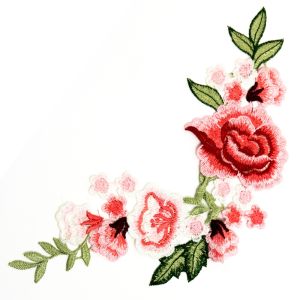 www.houseofadorn.com - Motif Embroidered Rose & Floral Vine Applique 26cm Style 7237