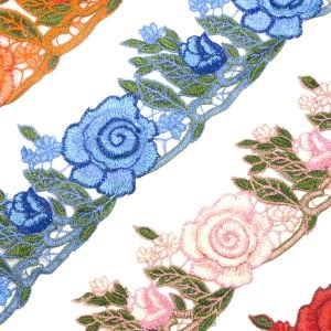 www.houseofadorn.com - Embroidered Trim - Roses & Leaves Applique 8cm Style 7241 (Price per 1m)