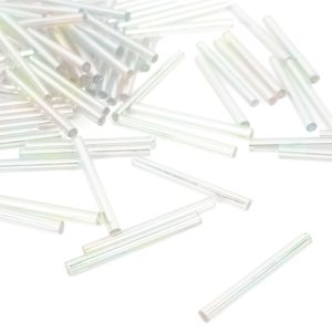 www.houseofadorn.com - Bugle Beads - Glass Plain Silver Lined Size 25mm (Price per 25g) - Clear AB