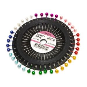 www.houseofadorn.com - Birch Sewing Pins Berry Rosette Pearl (Pack of 40)