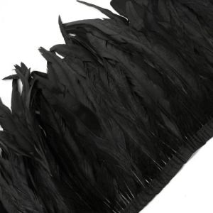 www.houseofadorn.com - Feather Rooster Coque Tail on Fringe 20-30cm (Price per 10cm) - Black