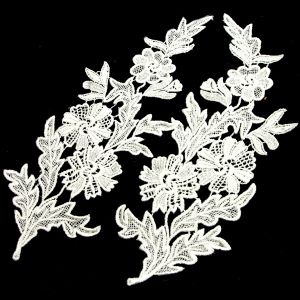 www.houseofadorn.com - Motif Lace Guipure Chrysanthemum Floral Applique 26cm Style 10218 (Price Per Pair)