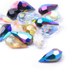 www.houseofadorn.com - Preciosa Glass Crystal Beads - Teardrop Briolette Faceted Pendant Clear 18x9mm (Pack of 3)