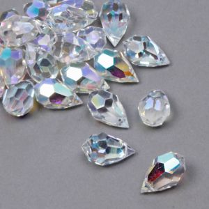 www.houseofadorn.com - Preciosa Glass Crystal Beads - Teardrop Briolette Faceted Pendant Clear 20x12mm (Price per 1)