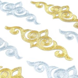www.houseofadorn.com - Motif Iron-On Embroidered Royal Swirl Applique 15.5 cm Style 12378