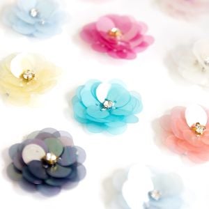 www.houseofadorn.com - Flower Luxe Sequin Dainty Rose Diamond Style 8039 (Price per 3)
