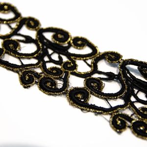 www.houseofadorn.com - Embroidered Trim - Dainty Swirl Lace with Gold Lurex Style #8458 - 45mm (Price per 1m)