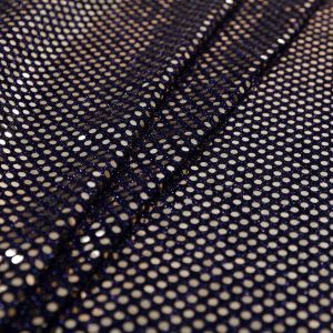 www.houseofadorn.com - Sequin Fabric - Disco Circle 3mm Sequins On Mesh Net w Lurex 112cm Style 8627 (Price per 1m) - Shiny - Dark Navy with Silver