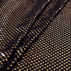 www.houseofadorn.com - Sequin Fabric - Disco Circle 3mm Sequins On Mesh Net w Lurex 112cm Style 8627 (Price per 1m) - Shiny - Dark Navy with Gold