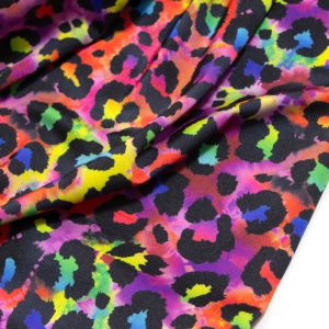 www.houseofadorn.com - Spandex Nylon Lycra 4 Way Stretch Fabric W150cm/190gsm - Digital Printed Rainbow Leopard with Shiny Finish (Price Per 1m)