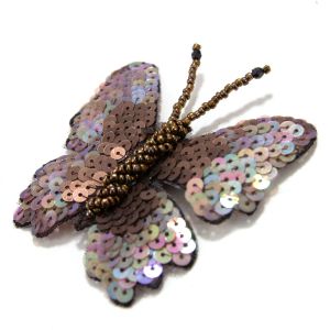 www.houseofadorn.com - Motif Sequin & Beaded Butterfly 7cm x 6.5cm Style 9024 - Brown