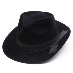 www.houseofadorn.com - Quality Costume Hats - Fedora Style Hat - Black Flocked Plastic