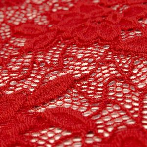 www.houseofadorn.com - Mesh Polyester 4 Way Stretch Fabric 150cm Style 8576 - Floral Honeycomb Stretch Lace (Price per 1m) - Rustic Red