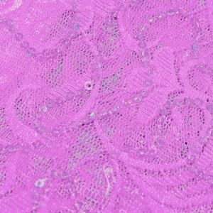 www.houseofadorn.com - Mesh Polyester Stretch Fabric W150cm - Stretch Lace Floral Sequin Swirl (Price per 1m) - Lilac AB