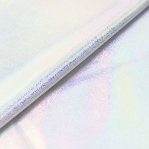 www.houseofadorn.com - Spandex Nylon Lycra 4 Way Stretch Fabric W150cm/200gsm - Fog/Mystique Hologram Starlet (Price per 1m) - Silver on White
