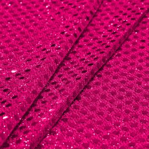 www.houseofadorn.com - Sequin Fabric - Disco Circle 6mm Sequins On Mesh Net w Lurex 112cm Style 8645 (Price per 1m) - Shiny - Hot Pink