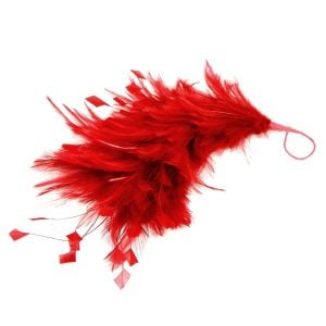www.houseofadorn.com - Feather Hackle & Stripped Coque Mount - Red