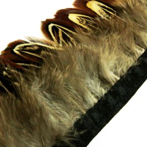 www.houseofadorn.com - Feather Pheasant Ringneck Plumage on Fringe - Round-tipped Brown (Price per 50cm)