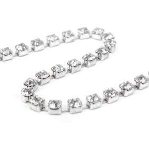 www.houseofadorn.com - Rhinestone Trim - Diamante Chain SS16 Style 3296 (Price per 1m) - Crystal Clear on Silver