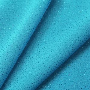 www.houseofadorn.com - Chiffon Polyester Fabric W112cm - Cosmic Glitter (Price per 1m) - Turquoise Blue