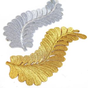 www.houseofadorn.com - Motif Iron-On Embroidered Royal Leaf Vine Applique 20cm Style 6412 (Price per pair)