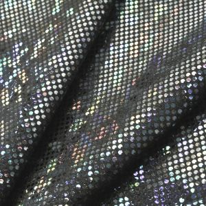 www.houseofadorn.com - Spandex Nylon Lycra 4 Way Stretch Fabric W140cm - Disco Glass Hologram Foil Finish (Price per 1m) - Charcoal Grey