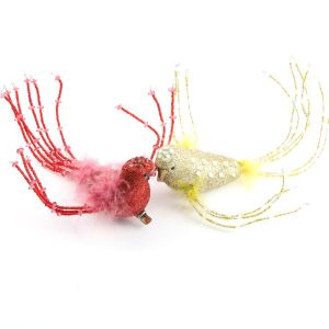 www.houseofadorn.com - Bird with Glitter, Feathers & Beaded Wings on Clip 21cm