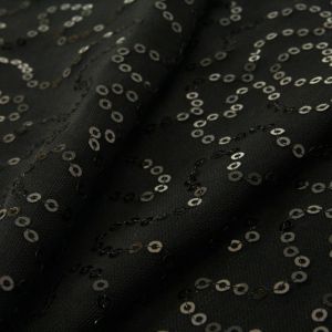 www.houseofadorn.com - Mesh Polyester 4 Way Stretch Fabric W150cm - Extra Fine Net Graceful w Sequins (Price per 1m) - Black w Black Sequins
