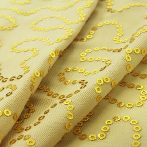 www.houseofadorn.com - Mesh Polyester 4 Way Stretch Fabric W150cm - Extra Fine Net Graceful w Sequins (Price per 1m) - Skin Tone w Gold Sequins