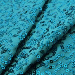www.houseofadorn.com - Spandex Nylon Lycra 4 Way Stretch Fabric W150cm/190gm - Bedazzled/Zsa Zsa w Sequins (Price per 1m) - Turquoise Blue