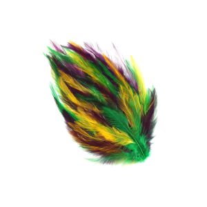 www.houseofadorn.com - Feather Hackle Pad - Assorted - Green/Yellow/Purple (Mardi Gras)