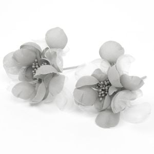 www.houseofadorn.com - Flower Mini Bella Petals w Stamens 8cm Style 7073 (Price for 2) - Silver Grey