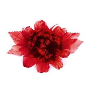 www.houseofadorn.com - Flower Feather Peony w Crinkle Cut Leaves (X-Large) - Red